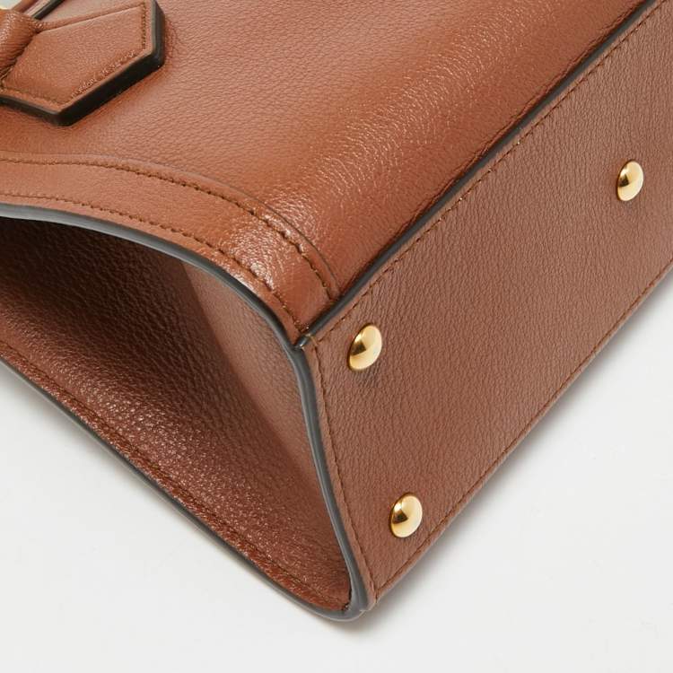 Pre Owned Gucci Brown Leather Mini Diana Tote