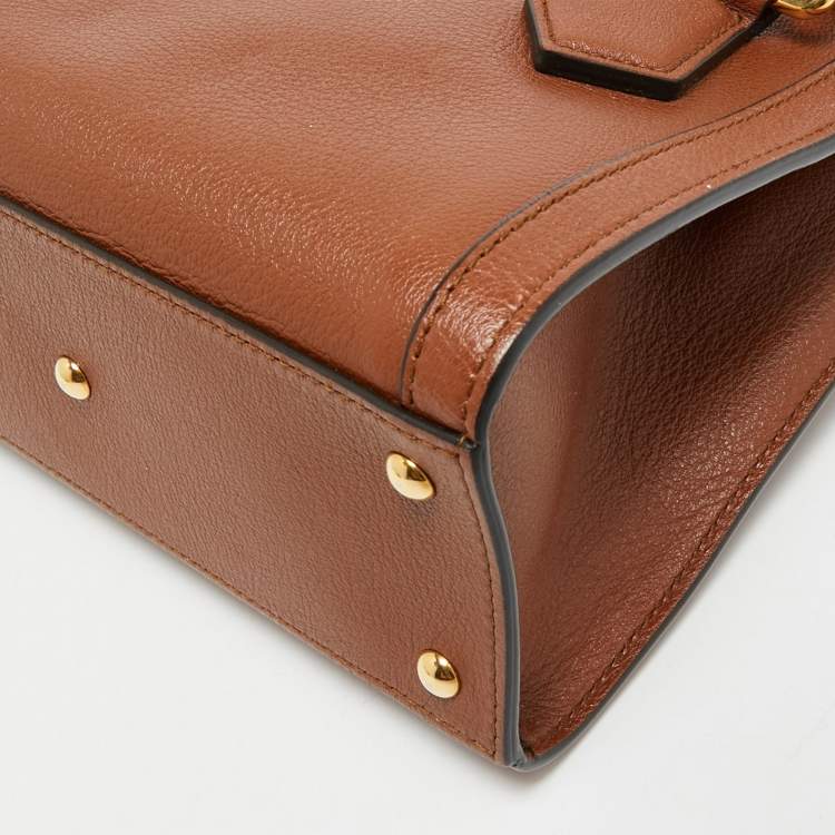 Pre Owned Gucci Brown Leather Mini Diana Tote