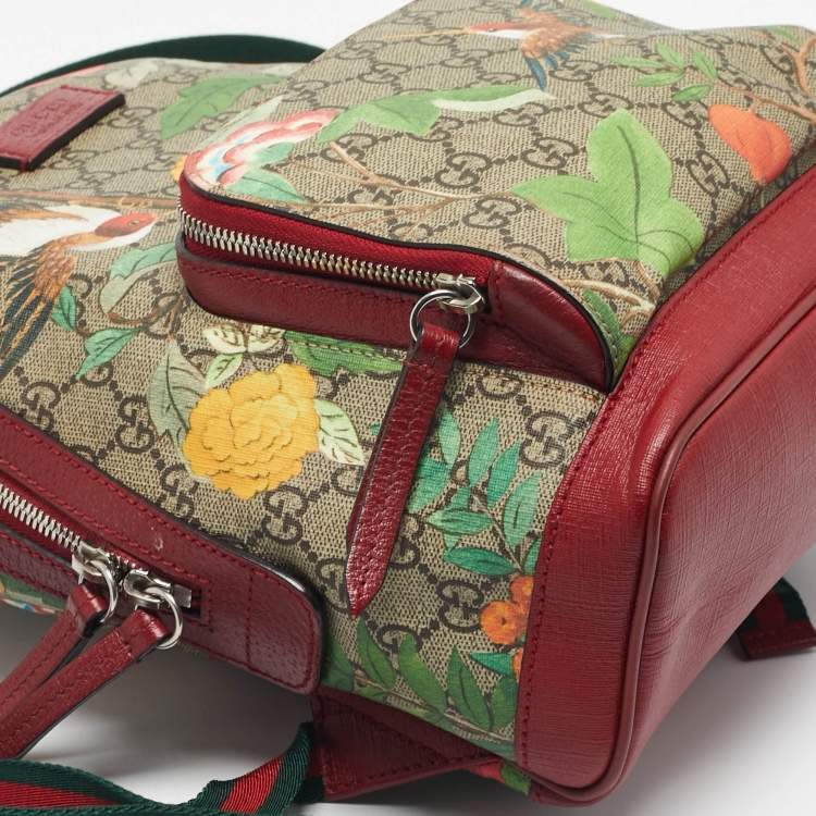 Pre Owned Gucci Red/Multicolor Tian GG Supreme Canvas Backpack