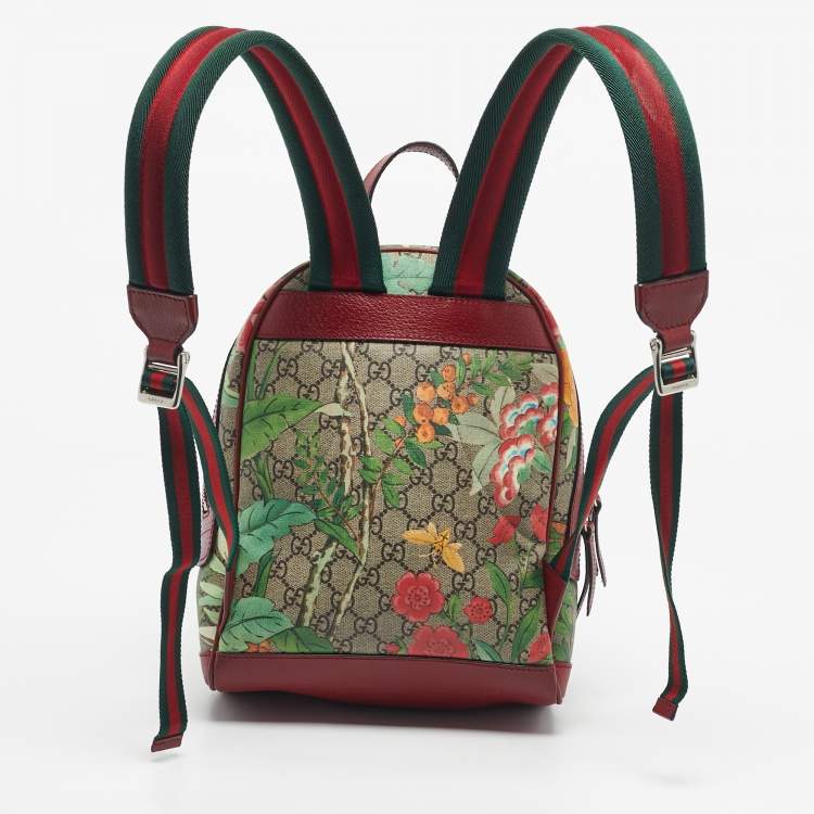 Pre Owned Gucci Red/Multicolor Tian GG Supreme Canvas Backpack