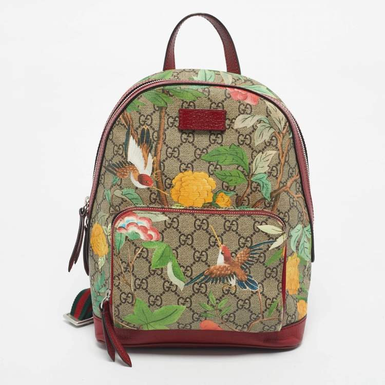Pre Owned Gucci Red/Multicolor Tian GG Supreme Canvas Backpack