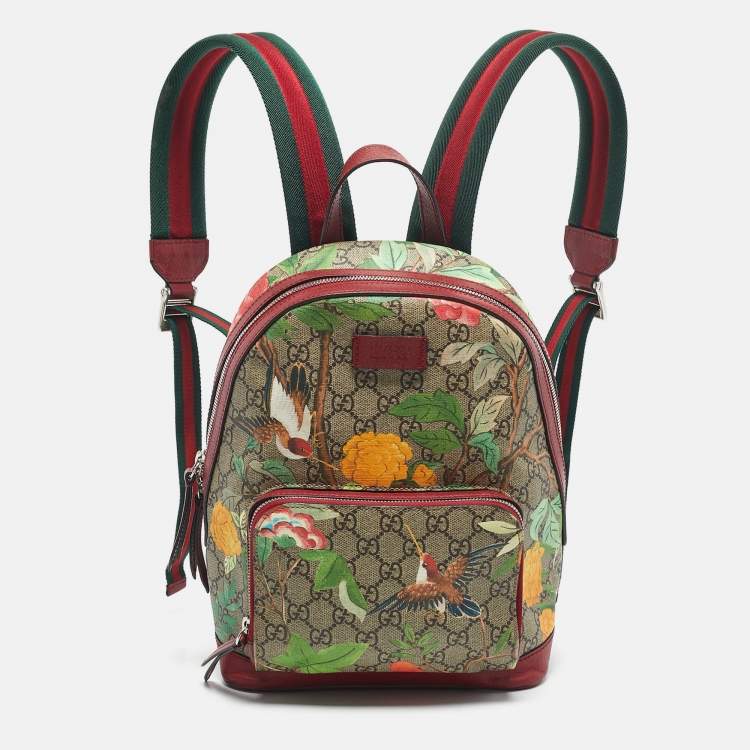 Pre Owned Gucci Red/Multicolor Tian GG Supreme Canvas Backpack