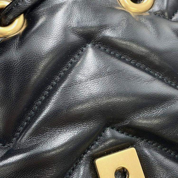 Pre Owned Gucci Gg Marmont Mini Backpack Black Leather
