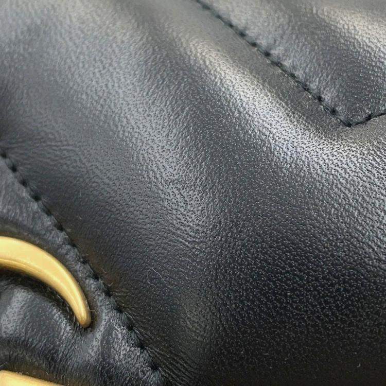 Pre Owned Gucci Gg Marmont Mini Backpack Black Leather