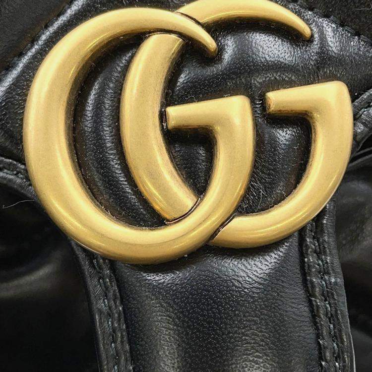 Pre Owned Gucci Gg Marmont Mini Backpack Black Leather