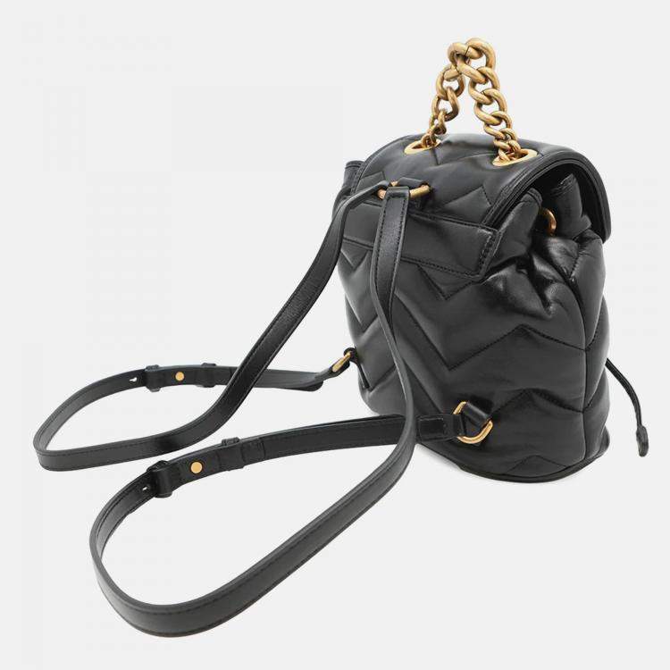Pre Owned Gucci Gg Marmont Mini Backpack Black Leather