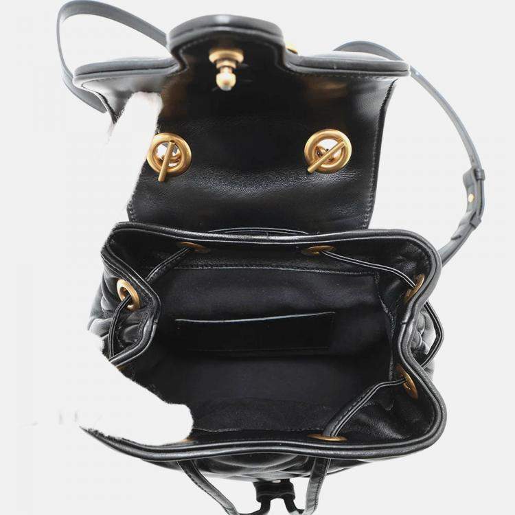 Pre Owned Gucci Gg Marmont Mini Backpack Black Leather