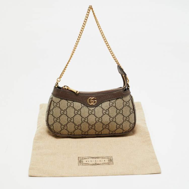 Pre Owned Gucci Brown/Beige GG Supreme Canvas Mini Ophidia Pouch Bag