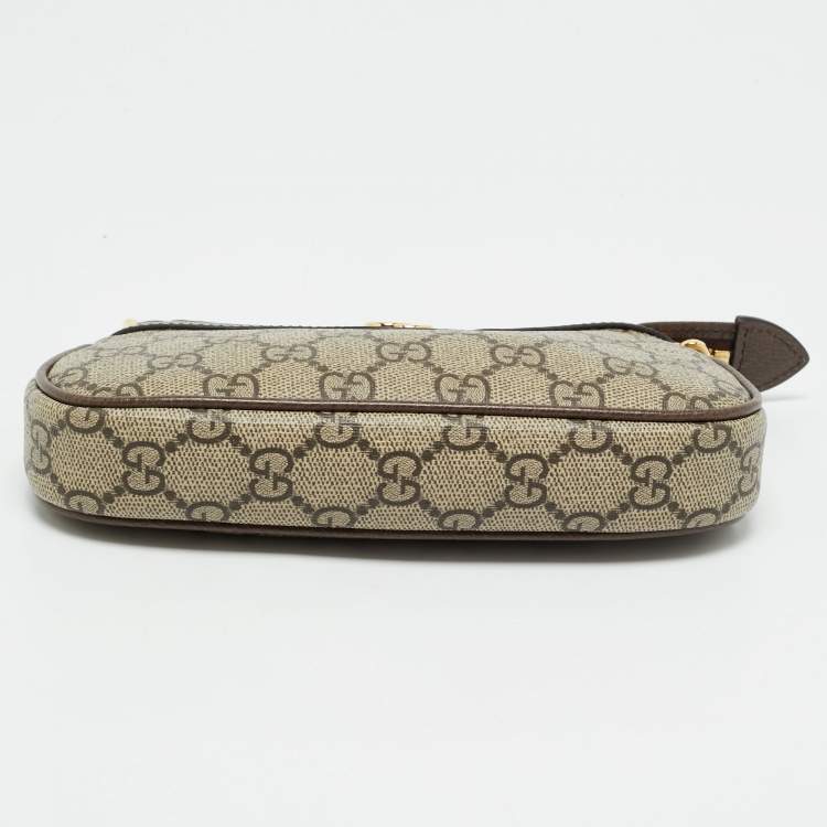 Pre Owned Gucci Brown/Beige GG Supreme Canvas Mini Ophidia Pouch Bag