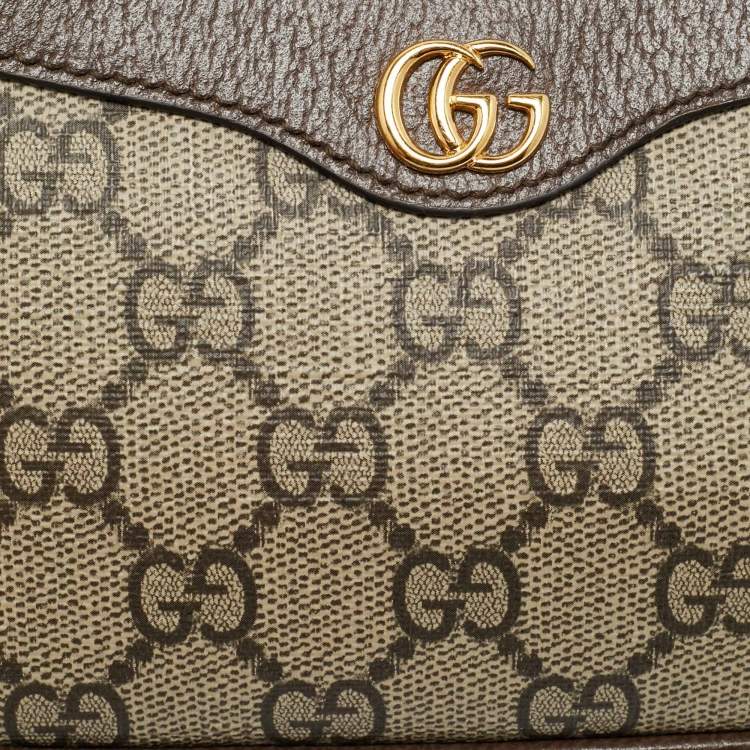 Pre Owned Gucci Brown/Beige GG Supreme Canvas Mini Ophidia Pouch Bag