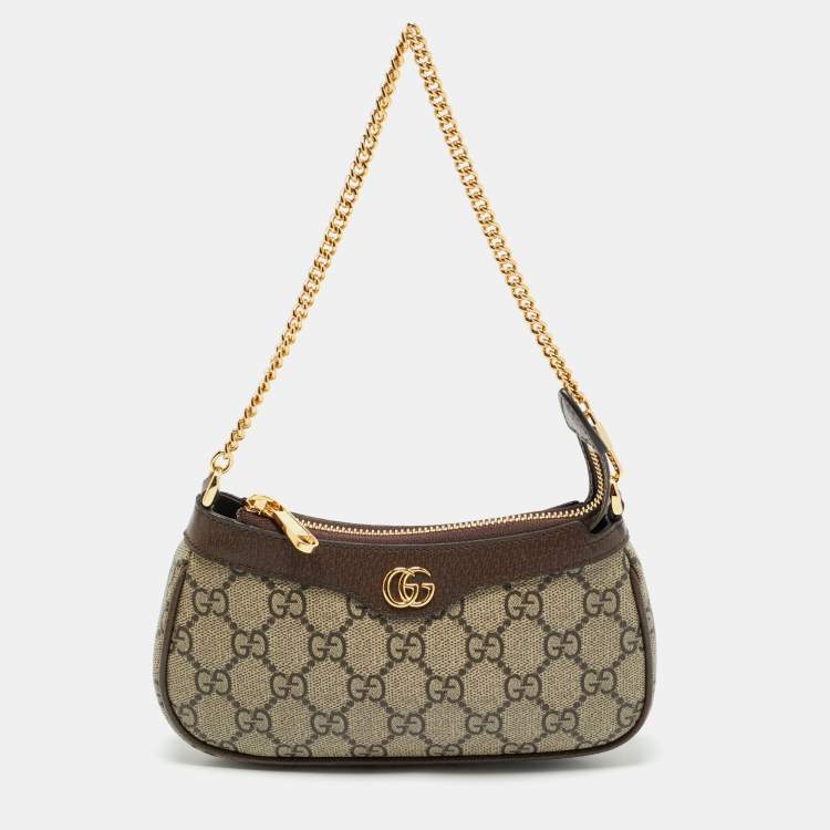 Pre Owned Gucci Brown/Beige GG Supreme Canvas Mini Ophidia Pouch Bag