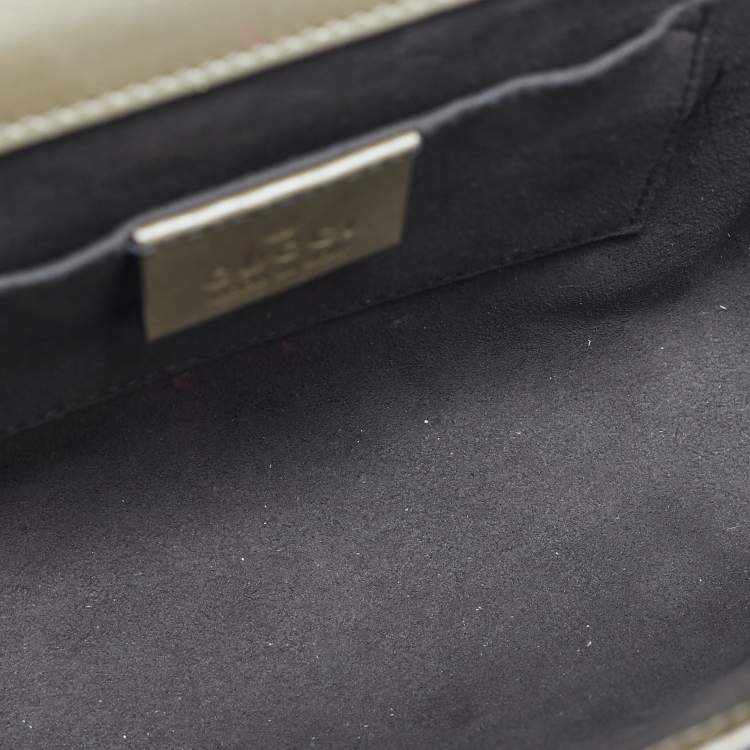 Pre Owned Gucci Gold Crinkled Leather Small Padlock Shoulder Bag