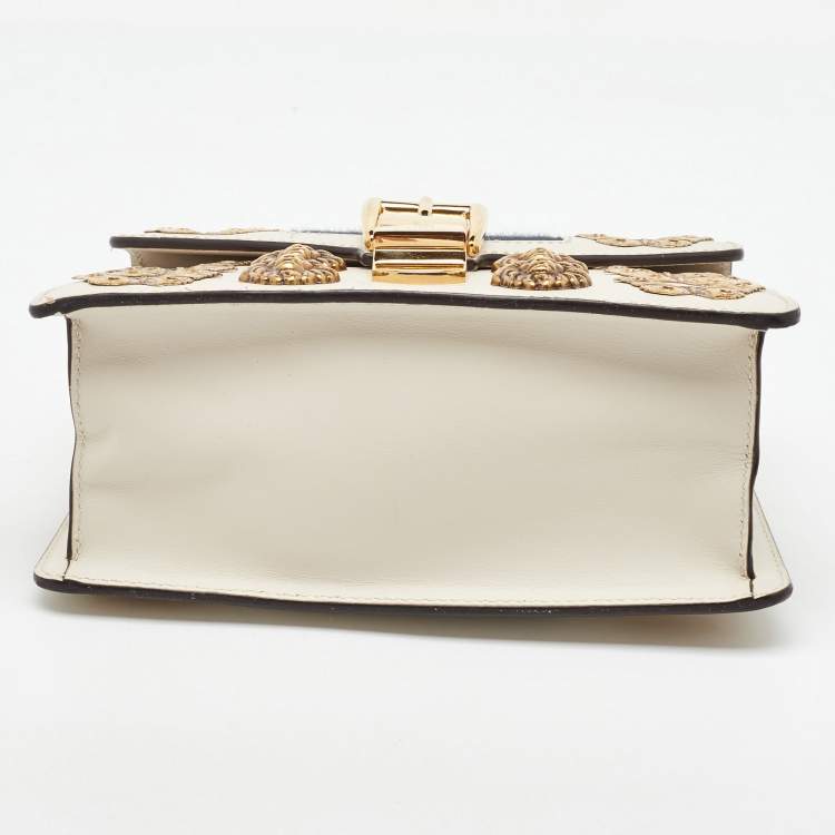 Pre Owned Gucci White Leather Mini Animalier Sylvie Top Handle Bag