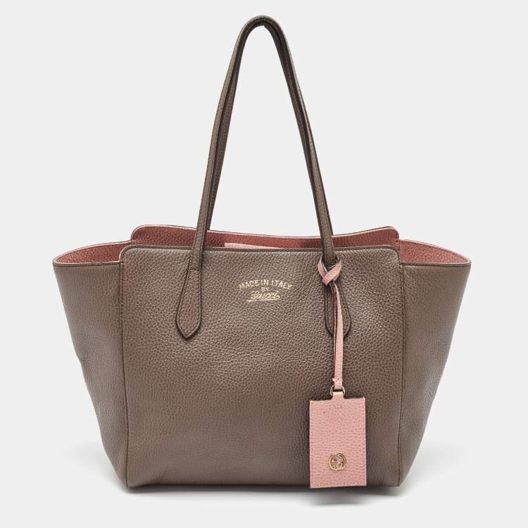 مملوكة مسبقًا Gucci Grey Leather Small Swing Tote