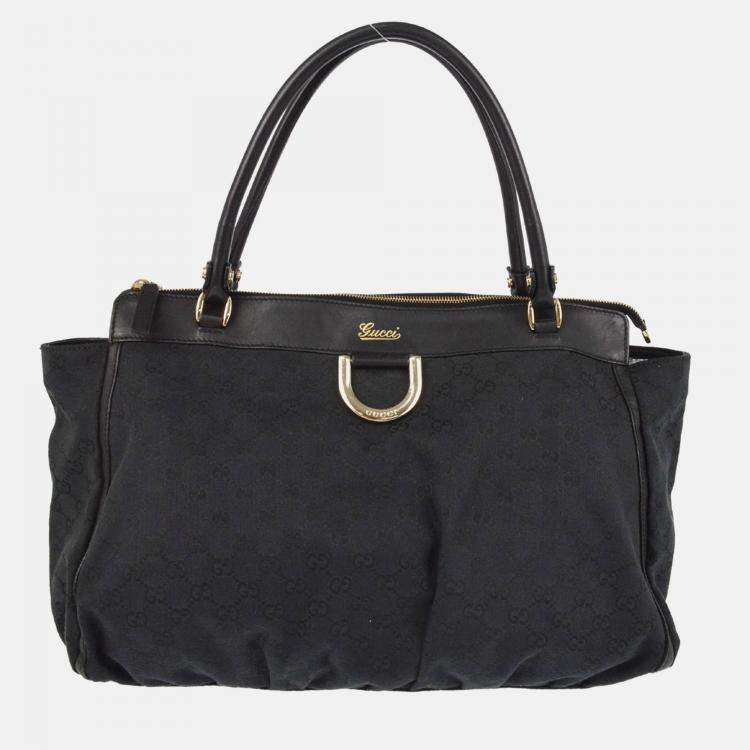 Pre Owned Gucci Black Abbey GG Tote Bag