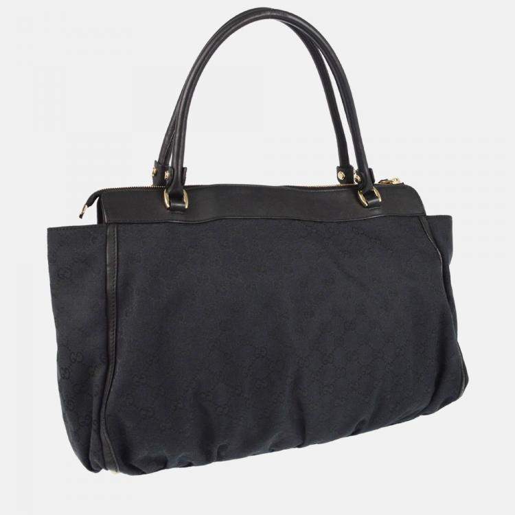 Pre Owned Gucci Black Abbey GG Tote Bag