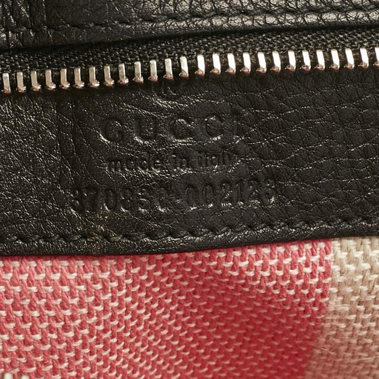 Pre Owned Gucci Black Leather Large Bamboo Daily Top Handle Bag