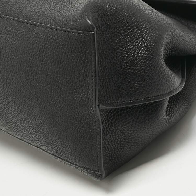 Pre Owned Gucci Black Leather Large Bamboo Daily Top Handle Bag