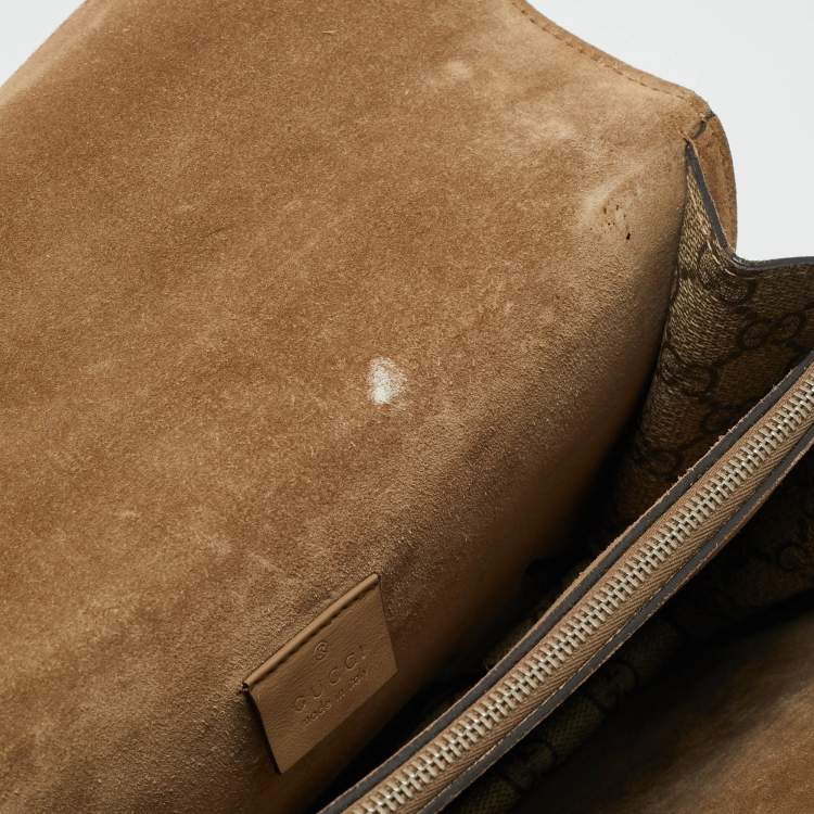 Pre Owned Gucci Beige GG Supreme Canvas and Suede Small Dionysus Shoulder Bag