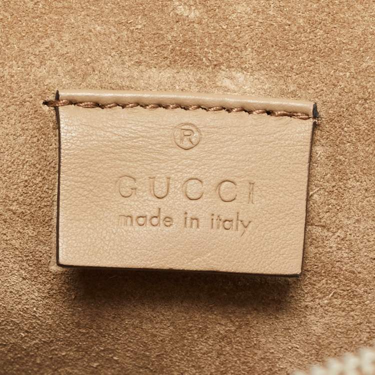 Pre Owned Gucci Beige GG Supreme Canvas and Suede Small Dionysus Shoulder Bag
