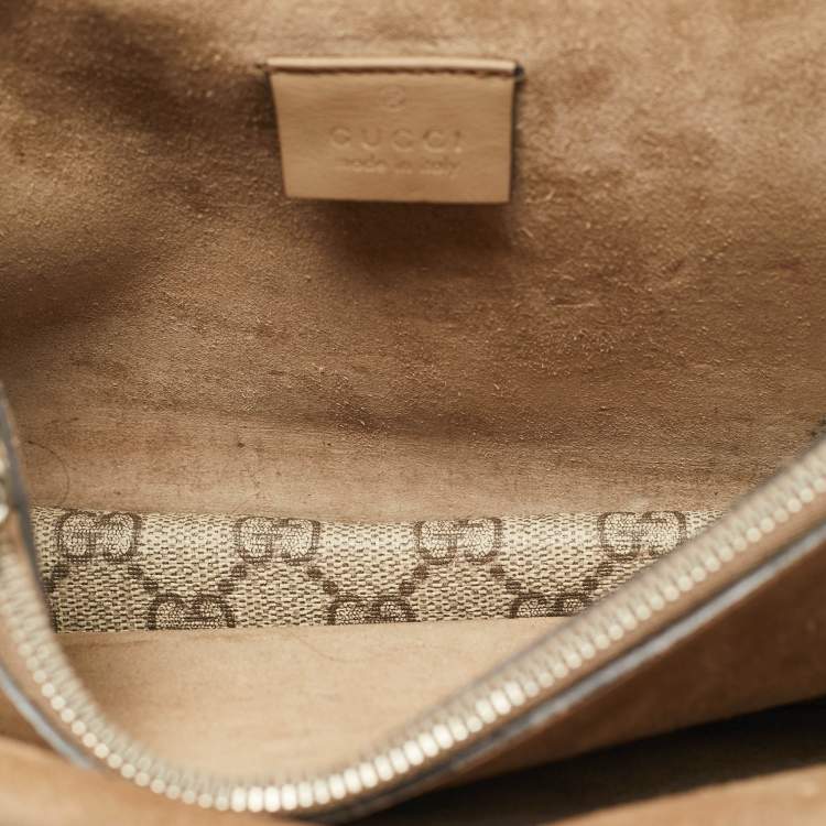 Pre Owned Gucci Beige GG Supreme Canvas and Suede Small Dionysus Shoulder Bag