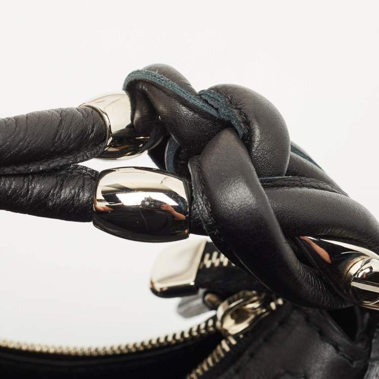 Pre Owned Gucci Black GG Neoprene and Leather Techno Horsebit Hobo