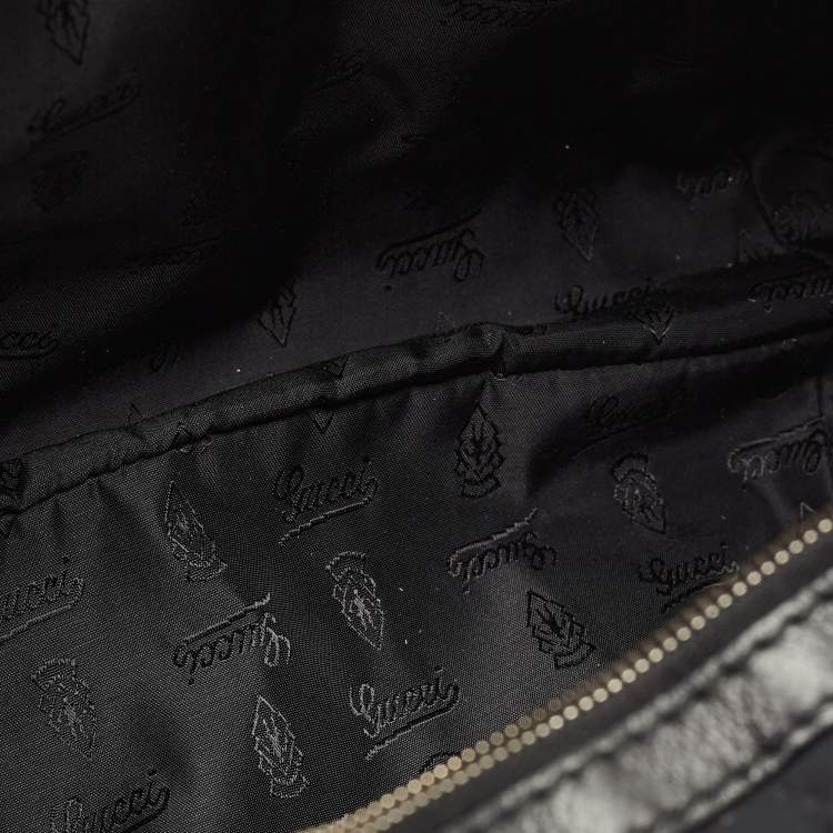 Pre Owned Gucci Black GG Neoprene and Leather Techno Horsebit Hobo