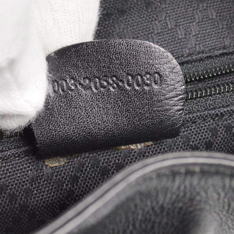 Pre Owned Gucci Bamboo Black Leather Backpack 