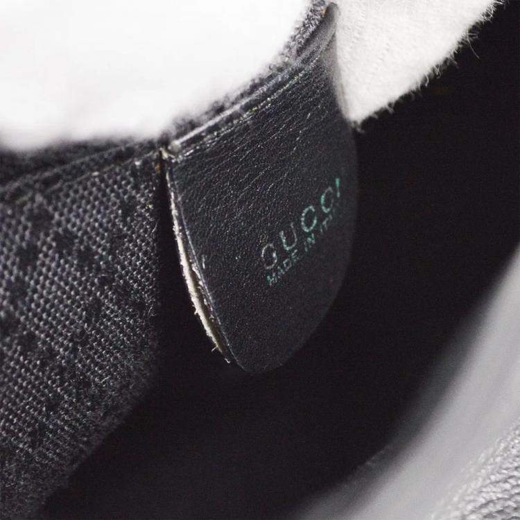 Pre Owned Gucci Bamboo Black Leather Backpack 