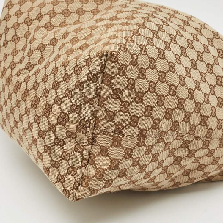Pre Owned Gucci Beige/Brown GG Canvas and Leather Large Icon Bit Hobo 