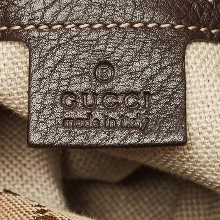 Pre Owned Gucci Beige/Brown GG Canvas and Leather Large Icon Bit Hobo 