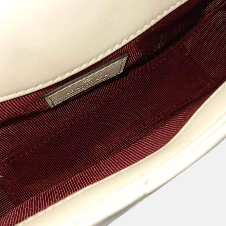 Pre Owned Gucci White Leather GG Marmont Mini Shoulder Bag