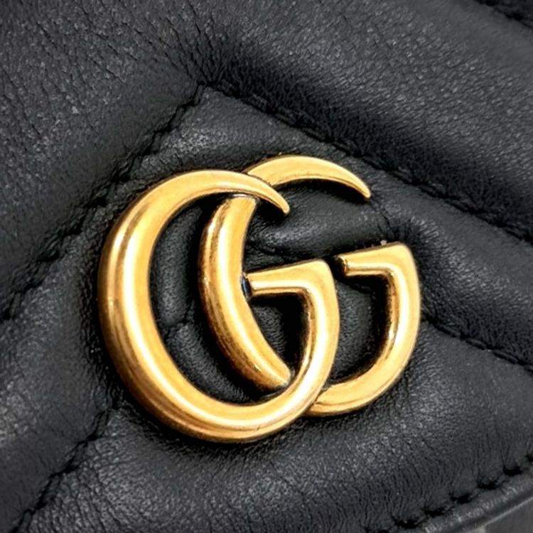 Pre Owned Gucci Black Leather GG Marmont Backpack