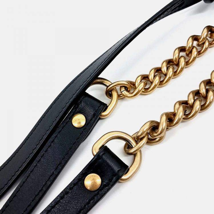 Pre Owned Gucci Black Leather GG Marmont Backpack