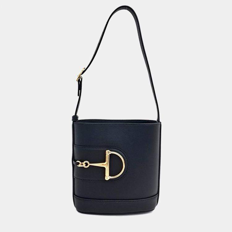 Pre Owned Gucci Black Leather 73 Small Bucket Bag