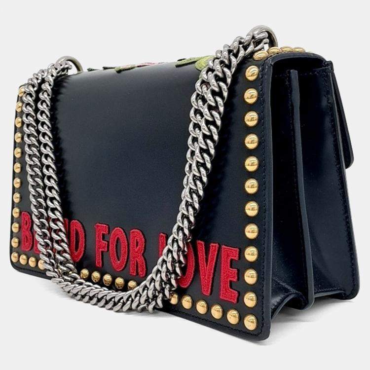 Pre Owned Gucci Black Leather Dionysus Chain Shoulder Bag