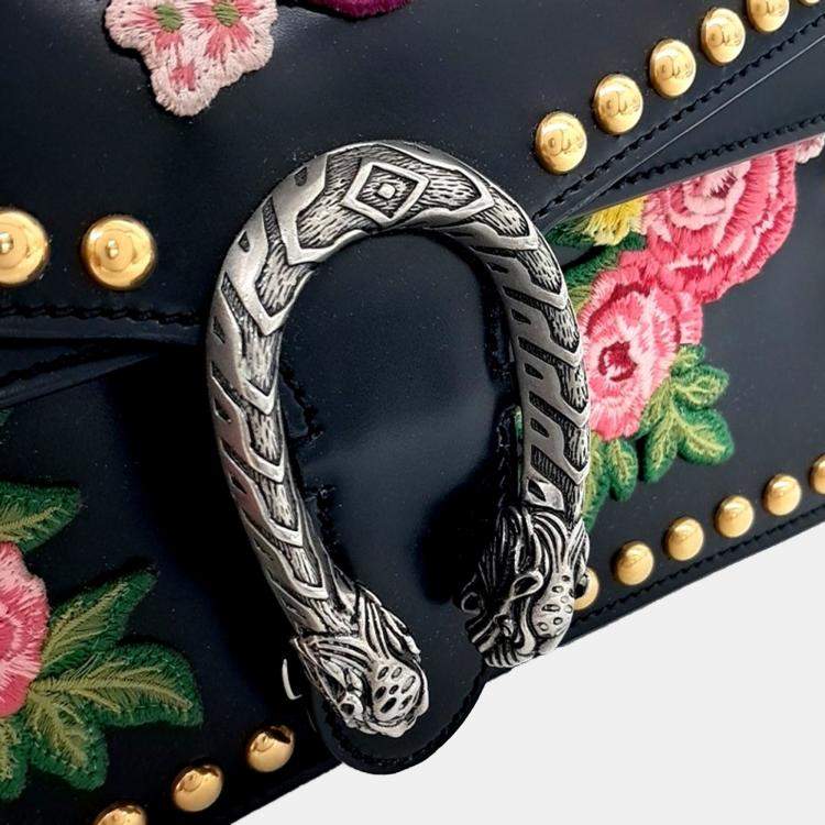 Pre Owned Gucci Black Leather Dionysus Chain Shoulder Bag