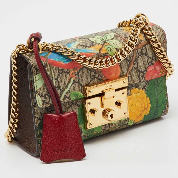Pre Owned Gucci Multicolor GG Supreme Canvas Tian Print Small Padlock Shoulder Bag