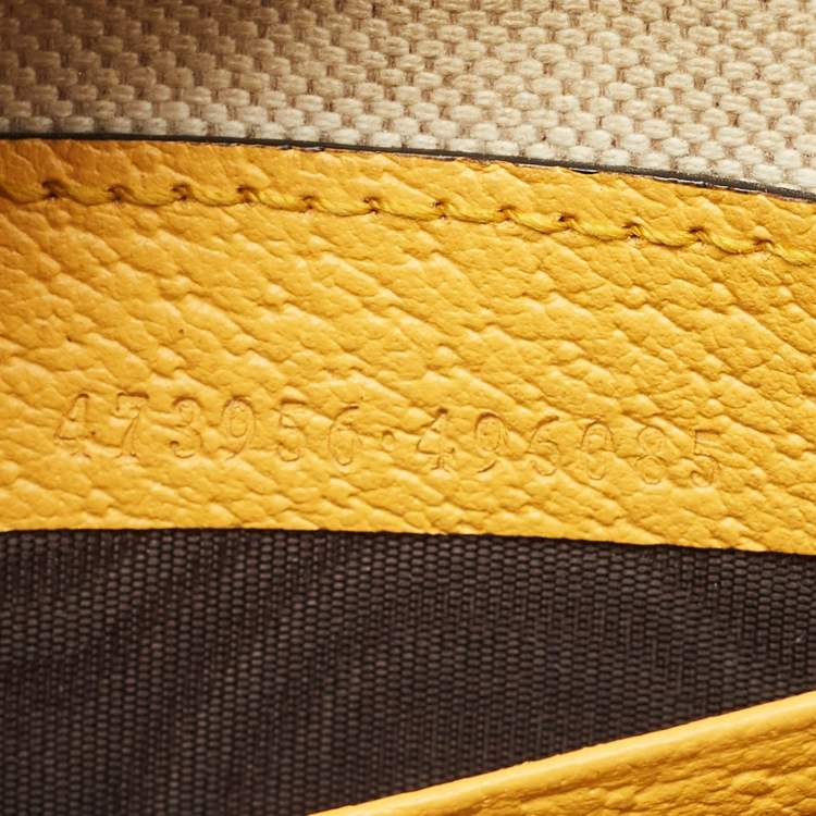 Pre Owned Gucci Beige/Mustard GG Supreme Canvas and Leather Tiger Head  Wristlet Pouch
