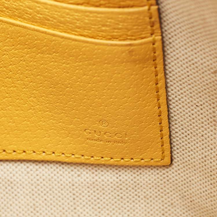 Pre Owned Gucci Beige/Mustard GG Supreme Canvas and Leather Tiger Head  Wristlet Pouch