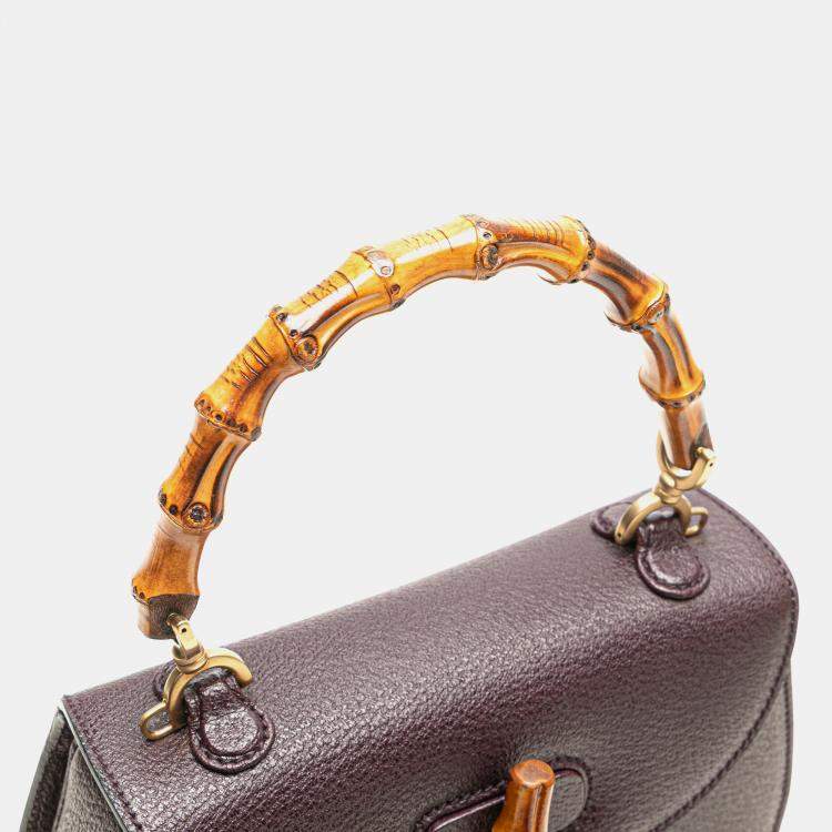 Pre Owned Gucci Purple Calfskin Bamboo Night