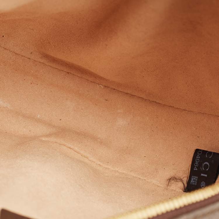 Pre Owned Gucci Brown/Beige GG Supreme Canvas and Leather Mini Ophidia Round Bag