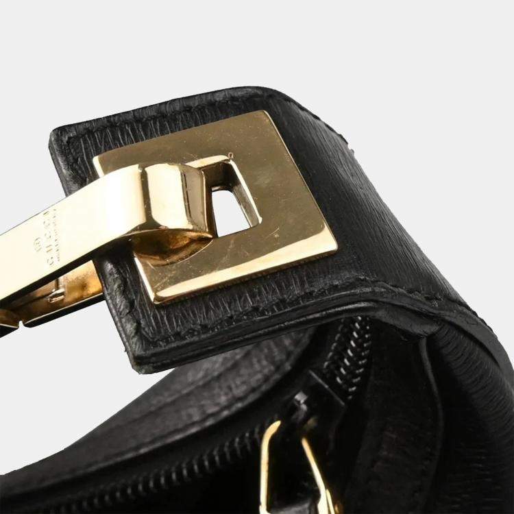Pre Owned Gucci Black Leather Handbag
