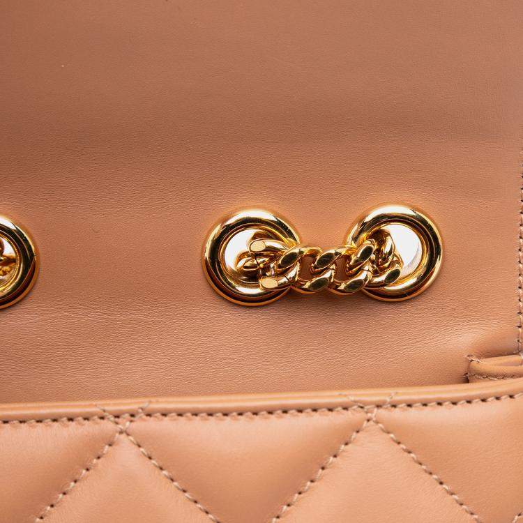 Pre Owned Gucci Brown Mini Leather Deco Chain Shoulder Bag