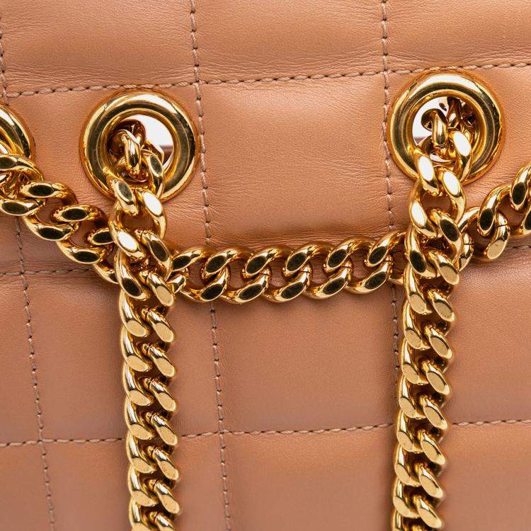 Pre Owned Gucci Brown Mini Leather Deco Chain Shoulder Bag
