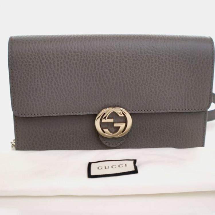 Pre Owned Gucci Interlocking GG Calfskin Wallet On Chain