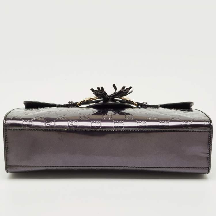 Pre Owned Gucci Purple Guccissima Patent Leather Medium Emily Chain Shoulder Bag
