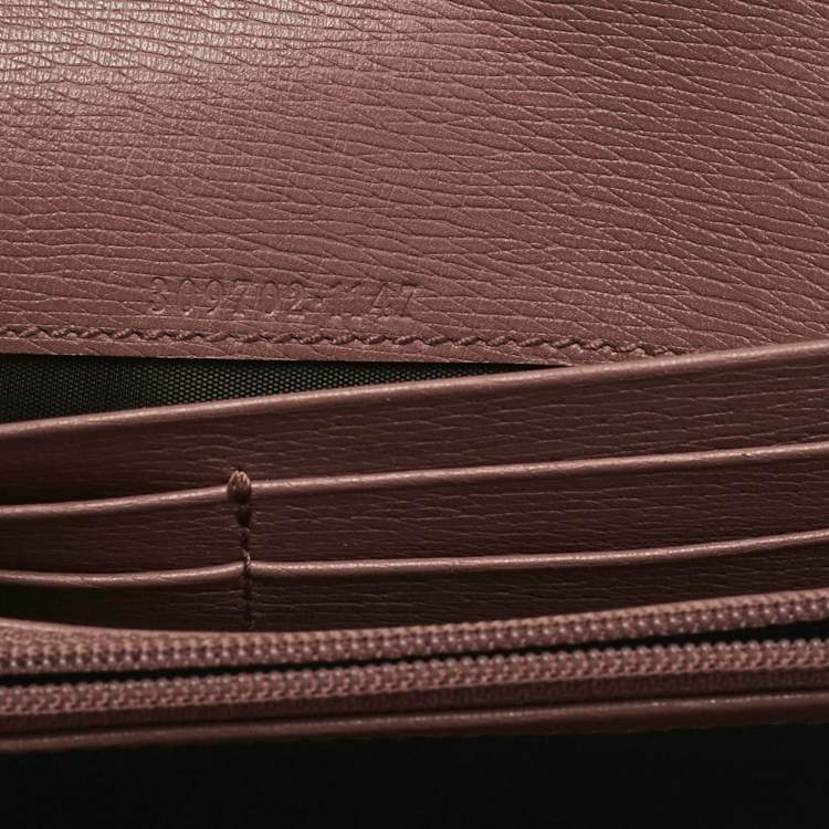 Pre Owned Gucci Old Rose Leather Interlocking G Flap Continental Wallet