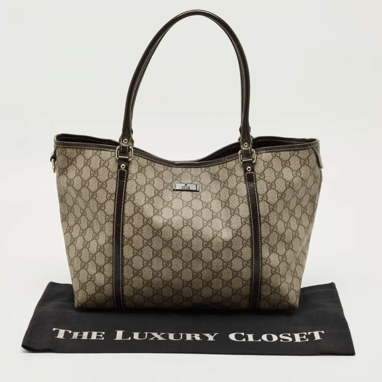 Pre Owned Gucci Beige/Brown GG Supreme Canvas Medium Joy Tote