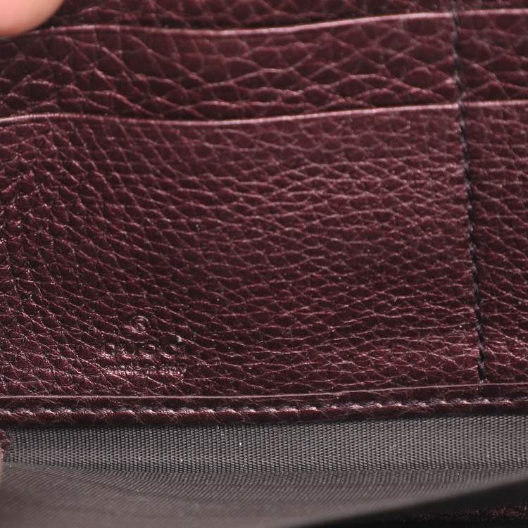 Pre Owned Gucci Burgundy Leather Soho Zip Around Wallet